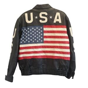 Mad House High Performance Apparel Black Leather USA Jacket Size Large